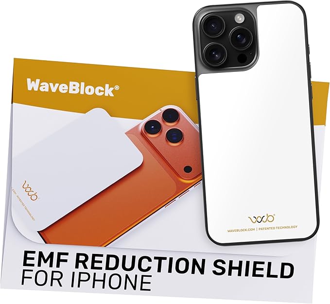 WAVEBLOCK EMF Blocker for Cell Phone - Made for iPhone 16 PRO MAX / 16 Plus - The Only Patented Real Scientifically Backed Lab-Tested 5G-Shield EMF Reduction Sticker, USA Made, Protect Yourself White
