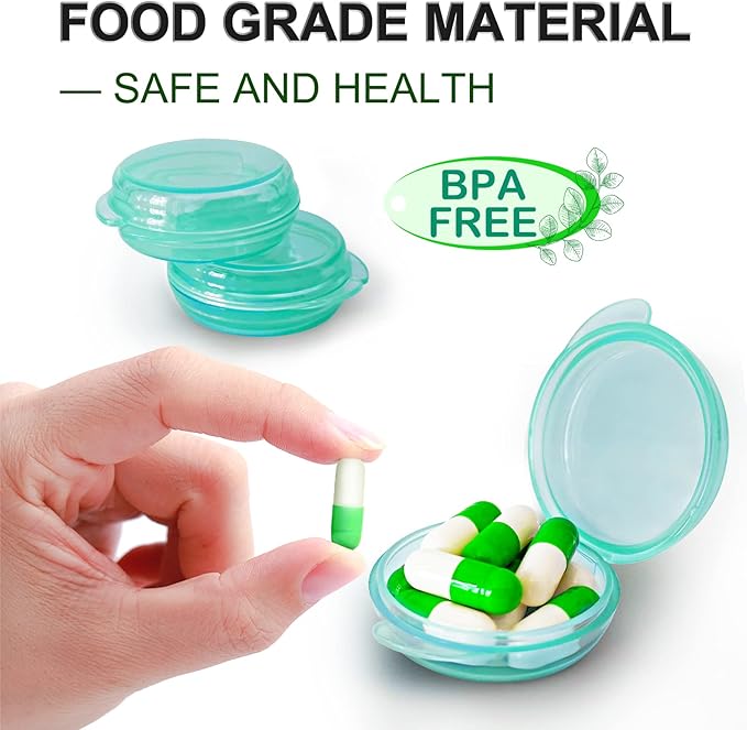3PCS Small Pocket Daily Pill Box Organizer - Portable Travel Wallet with Individual Compartments - Compact, Convenient and Easy-to-Use Mini Pill Container for On-The-Go Medication Management (Green)
