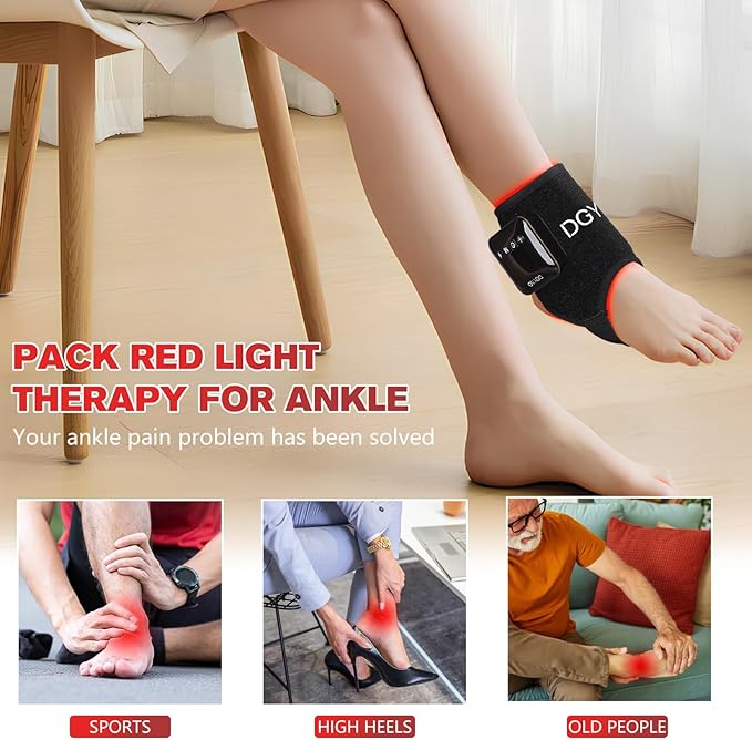 4000mAh Cordless Red Light Therapy for Ankle, Portable Infrared Light Therapy for Wrists Light with 660nm & 850nm NIR Light, Red Light Wrap for Ankle Relaxation 14.2'' x 6.3''