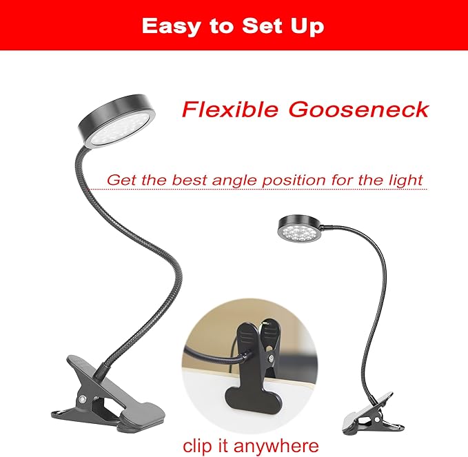 GREENIC Led Red Light Therapy Lamp, 660nm 850nm Small Portable USB Near Infrared Light Device at Home with Gooseneck and Clamp for Face, Body, Neck, Skin, Feet, Knee, Hands, Back, Shoulder, Legs