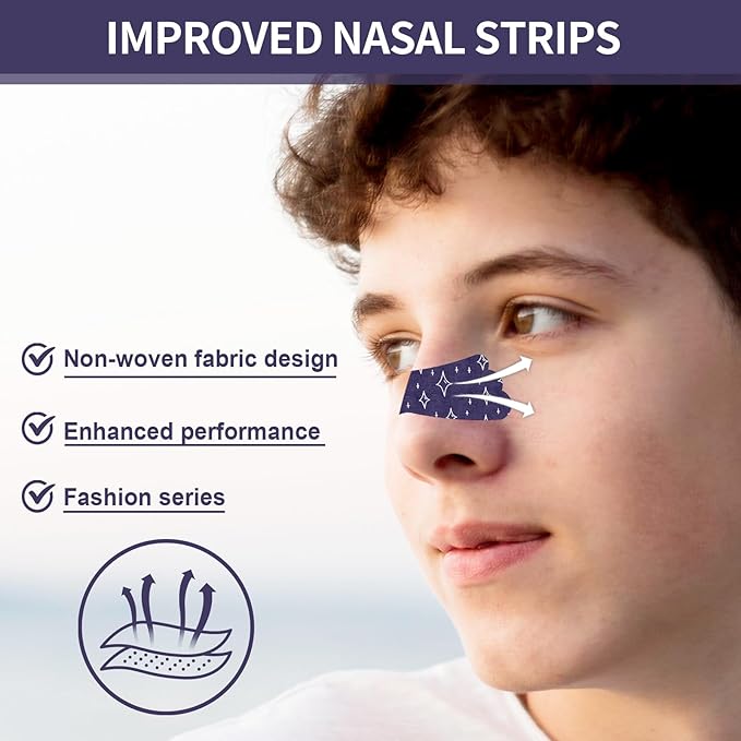 Nasal Strips for Snoring - Extra Strength Nose Strips for Breathing - Nose Tape for Sport, Work and Sleep - Anti Snoring Strips Help Stop Snoring (Blue-32PCS)