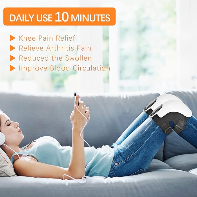 Knee Massager, Large LED Screen, Adjustable Temperature,Cordless Knee Massager with Heat and Vibration, Portable Massager for Knee Discomfort, Longer Knee Straps 48CM