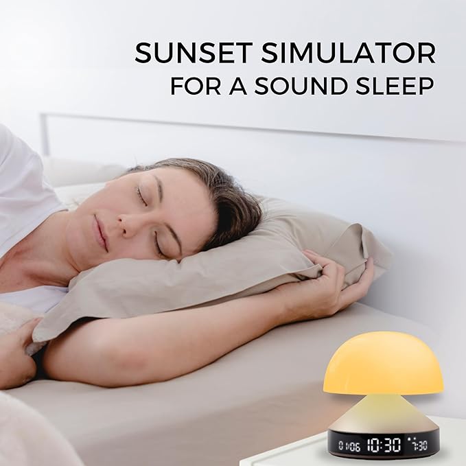 Lexon Mina Sunrise Alarm Clock, Wake Up Light & Sunset Lamp for Sleep Routine - Bronze