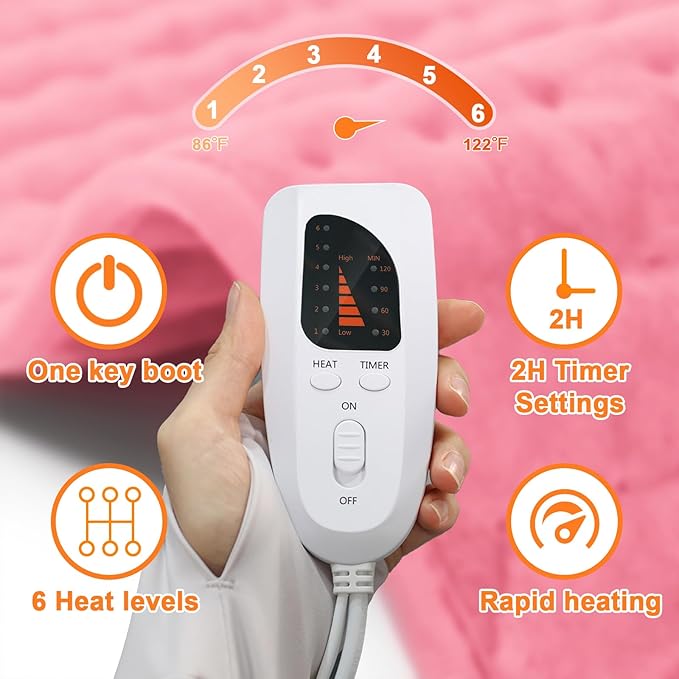 Deepsoon Heating Pad,Electric Heating Pads for Back,Neck,Abdomen,Moist Heating Pad for Shoulder,Knee,Arms,Legs,Dry/Moist Heat & Auto Shut Off,Christmas Gifts for Men and Women,BabyPink,40x20 Inch