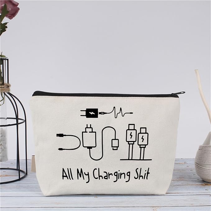 All My Charging shit bag,Fun and versatile bag with charger graphics, teenage boy gift, birthday gifts, travel accessories (Style D)