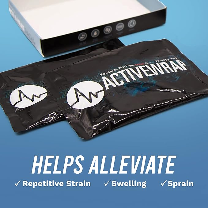 Activewrap Reusable Ice Packs for Injuries - Hot and Cold Gel Compress for Injury Recovery and Pain Relief, Soft, Flexible, Leakproof Pad for Back, Knee, Hip, & Shoulder - Medium (6 x 9 inches)