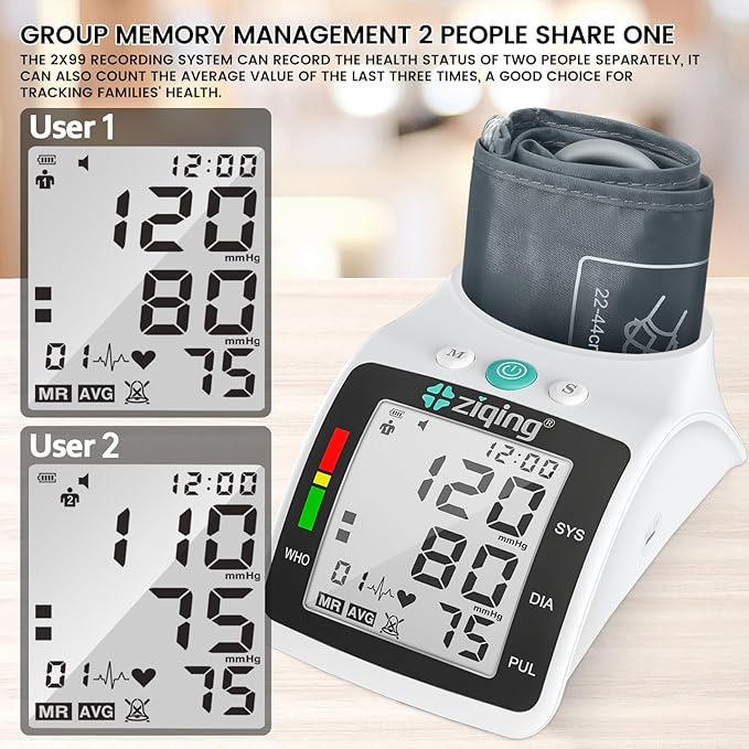 Blood Pressure Monitors, Double love Blood Pressure Machine Bp Cuff Automatic Upper Arm with 9”-17.3 inches Adjustable Automatic High Blood Pressure Cuff for Home Use 2 x 99 Sets Memory