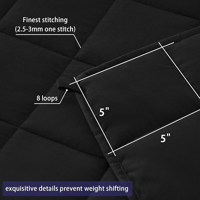 yescool Weighted Blanket for Adults (25 lbs, 88” x 104”, Black) Cooling Heavy Blanket for Sleeping Perfect for 240-260 lbs, King Size Breathable Blanket with Premium Glass Bead