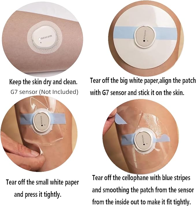 55-Pack G7 Sensor Adhesive Patches Latex-Free Sweatproof 10+ Days Wear Water-Resistant Tape Hypoallergenic & Breathable Pre-Cut Oval with Easy-Peel Backing Adhesion for Swimming Sports with Hole Patch