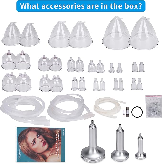 Titoe Vacuum Therapy Machine Multifunctional 0-75cmHg Cupping Cups Machine 6 Mode Adjustable Suction Vacuum Machine with 30 Cups and 3 Pumps