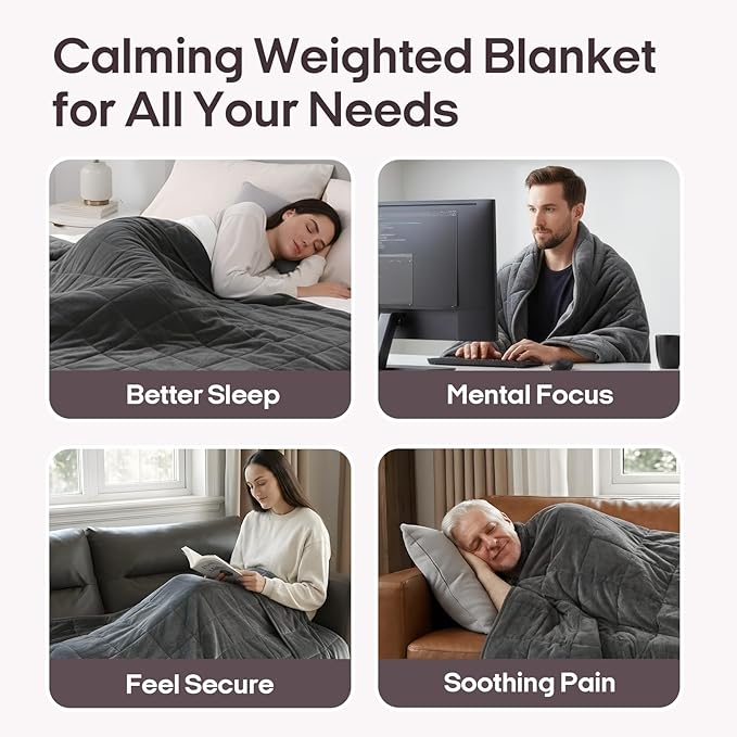 ZonLi Royal Posh Velvet Weighted Blanket for Adults, Dual Sided Cozy Fluffy Heavy Blanket(60"x80",15lbs,Grey), Bed Sofa Heavy Blankets, Soft Material with Premium Glass Beads, Easy Care