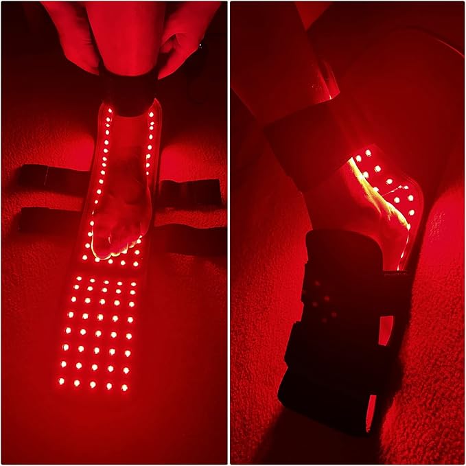 LED Red Light Therapy for Feet & Body, CAMECO 640nm & 660nm & 880nm Infrared Light Therapy Belt for Foot Pain & Neuropathy, Wearable Foot Therapy Wrap, Timer, 3 Temperature Setting