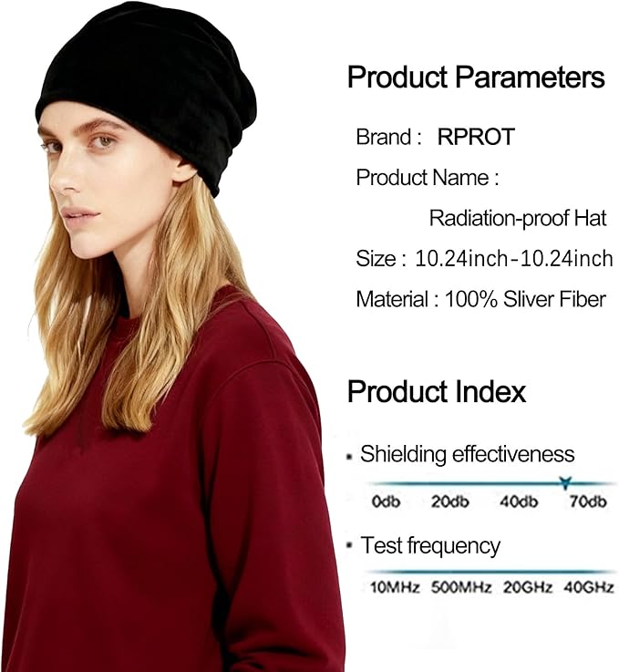 Beanie Protection Hat,Effective 99.99% Anti R.adiation Cap, E.M.F Protection Hat Shielding Cell WiFi 5G RF 19.6-23.6 in