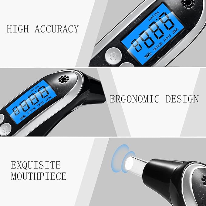 Breath Ketosis Meter & Breath Monitoring Analyzer - High Accuracy Ketone Breath Analyzer for Quick & Easy Track Your Ketones - Professional Home Ketosis Breath Tester with 10 Mouthpieces