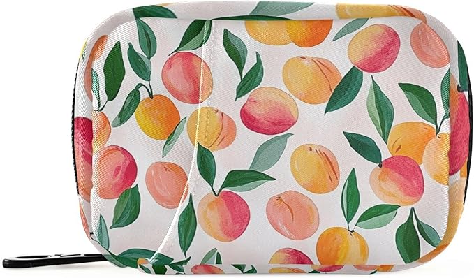 Travel Pill Case Peach with Leaf Weekly Small Pill Box 7 Day Pill Box Pill Organizer Bag