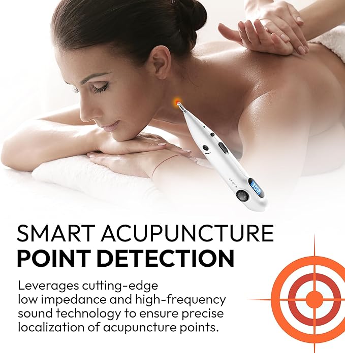 Electronic Acupuncture Meridian Pen - Electric Energy Acupoints Finder Stimulator Device with Adjustable Intensity - Rechargeable Digital Muscle Acupressure Point Massage Therapy Tool