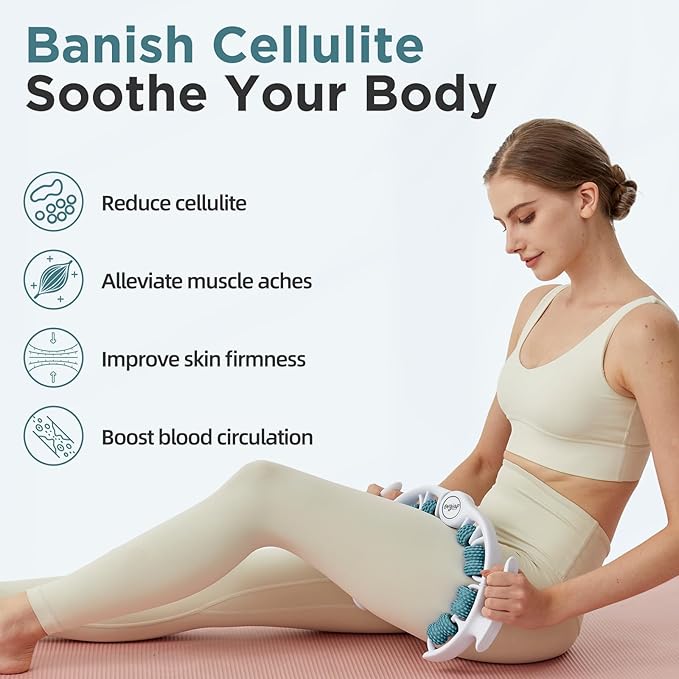 Cellulite Manual Massager for Legs & Thighs - Lymphatic Drainage Tool, Handheld Fascia Blaster for Deep Tissue, Body Sculpting Cellulite Remover(Green)