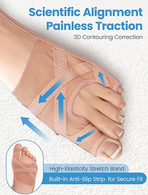 Bunion Corrector for Women & Men, Breathable Toe Straightener for The Thumb and Little Toe, Comfortable & Adjustable for Day/Night Use, Bunion Relief Splint(1 Pair)