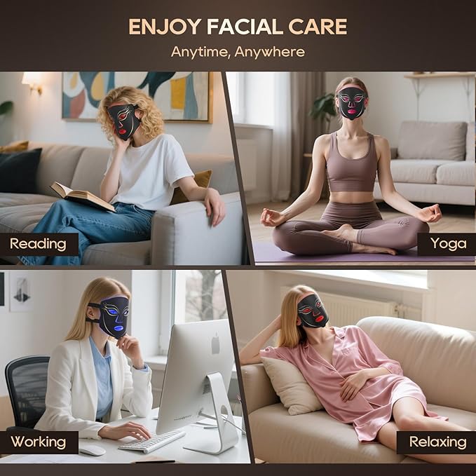 Morfone Red Light Therapy for Face, 4 Modes LED Face Mask Light Therapy with Timing Function, Near-Infrared 850NM Red Light Therapy for Home Use, Gift for Women Girls
