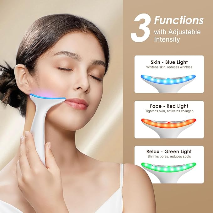 Facial and Neck Massager for Face, Neck - Skin Lifting & Firming - Wrinkle & Dark Circle Reducer - at Home Skin Care Face Sculpting Tool and Neck Massager-Milky White