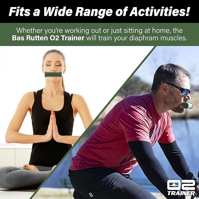 O2Trainer Breathing Muscle Training Device | Lung Power & Endurance Tool for Athletes, Singers & High-Altitude Performance | Diaphragmatic Respiratory Trainer | 16 Resistance Caps
