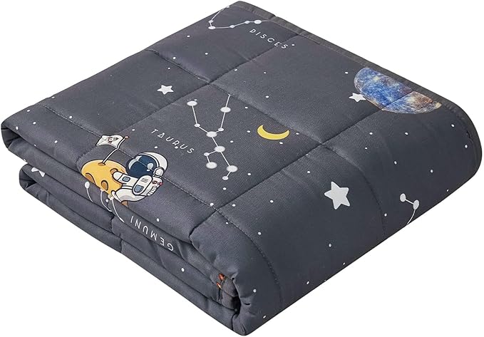 anfie Weighted Blanket Kids (50"x60" 10lbs) Cooling Weighted Blanket for Sleeping, Throw Size Breathable Blanket with Premium Glass Bead(Space Grey)