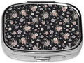 Pill Box Small Pill Case for Purse Pocket, Cute Medicine Organizer Travel Pill Box Vintage Pink Rose Flowers Floral, Portable Pill Container Holder for Vitamins, Fish Oil and Supplements