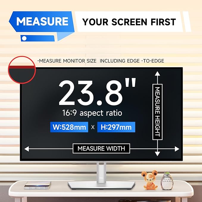 IPROKKO 2 Pack 23.8 inch Anti-Blue Light Monitor Screen Protector for 16:9 Widescreen, Removable Anti Glare Blue Light Blocking Screen Filter, Anti-UV Eye Protection PC Computer Film [Washable Wipes Clean]
