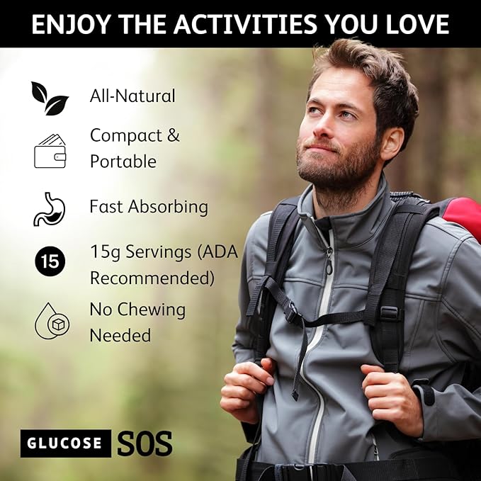 Glucose SOS Glucose Powder Packets with Natural Dextrose, Fast-Absorption That Instantly Dissolves in Your Mouth with No Water Needed, Kiwi Strawberry 72 Servings