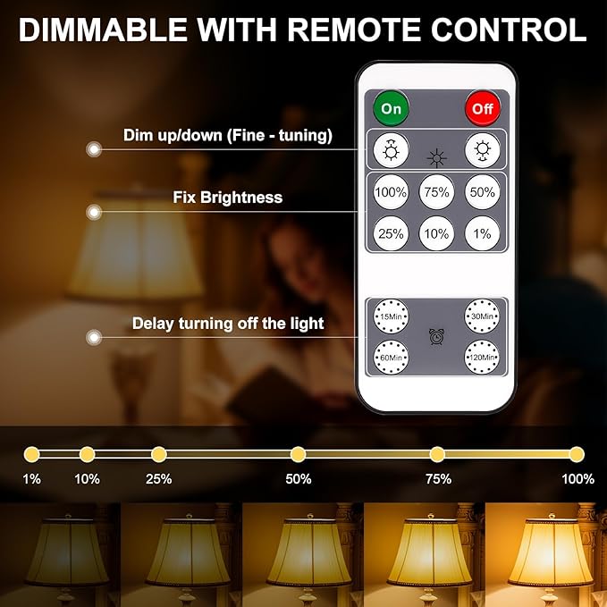 KINUR Amber Sleep Light Bulbs, 1600K, Blue Light Blocking A19, 9W Night Light for, Livingroom, Bedroom, Bathroom, Hallway, Stairs, Kitchen,4 Pack with 2 Remote Control
