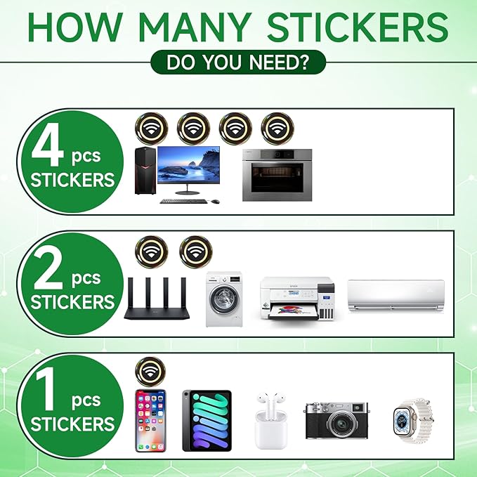 6 Pieces Blocker Protection Neutralizers Stickers for Cell Phones Tablets Laptops Computer WiFi Printer TV Electronic Devices Black