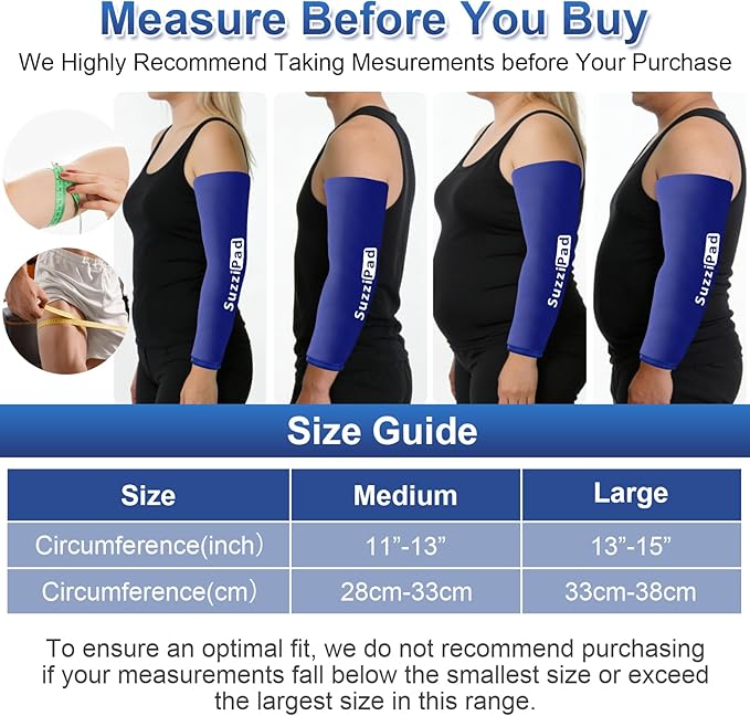 Suzzipad Extended-Length Elbow Ice Pack for Pitchers, Flexible Arm ice Pack Sleeve, 360° Reusable Gel Wrap for Upper Arm, Wrist, Shin Splint, Tendonitis and Golfers Relief, Blue, Large