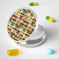 Pill Box, 3 Compartment Portable Travel Medicine Box with Mirror, Compact and Cute, Fits in Purse and Pocket, Medicine and Vitamin Organizer (Bookshelf)