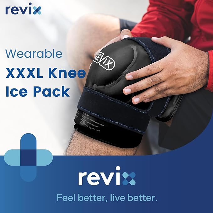 REVIX 20'' XXXL Reusable Ice Knee Wrap for Discomfort Reduction, Extra Large Cold Therapy Gel Pack for Knee, Back, Shoulder Relaxation and Post-Workout Recovery, Soft Plush Lining Cold Pack
