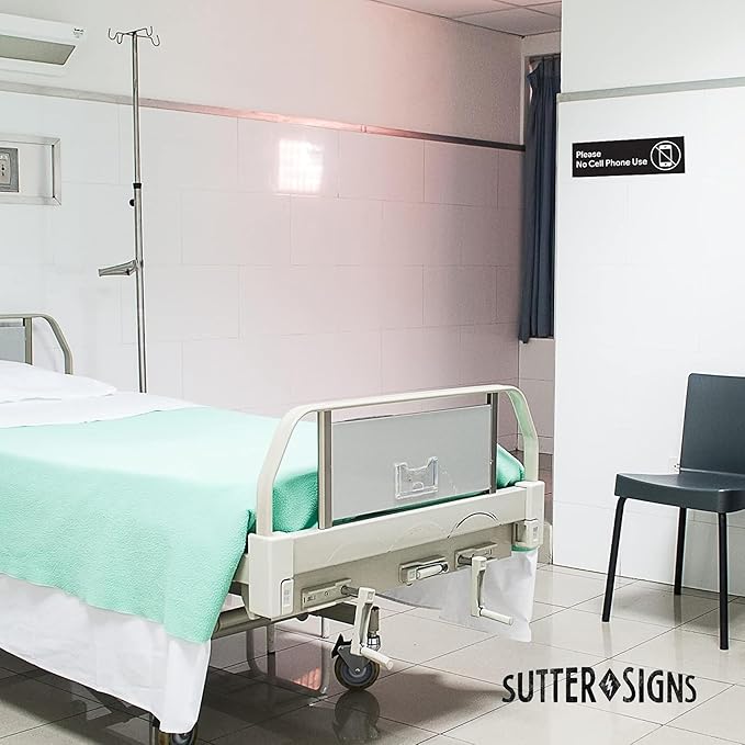 2pcs No Cell Phone Use Sign Stickers | No Phone Zone Sign, Please Silence Your Cell Phone | Signage for Classroom, Appointment Waiting Room, Wedding, Medical Office, Customer Service, Restroom