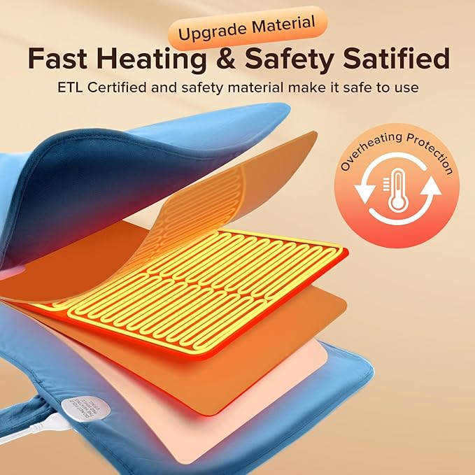 Portable Heating Pad – Heated Weighted Blanket for Neck, Shoulders & Back – Extra Large 25"x37" Full Back Heating Pad – Electric Blanket for Muscle Relaxation & Cramps – Washable with Auto Shut-Off