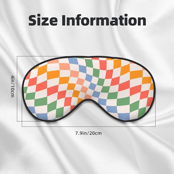 Retro Wavy Checkerboard Sleep Mask Eye Mask with Adjustable Strap Eye Sleep Shade Cover Blocks Light for Women Men Airplane Travel Nap