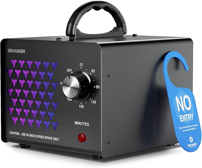 ONAMOR Ozone Generator Odor Eliminator 70000mg, High Capacity Ozone Machine Odor Removal Up to 6000 Sq.Ft, Ionizer Ozonator for Smoke, Car, Basement And Pet Room, Black