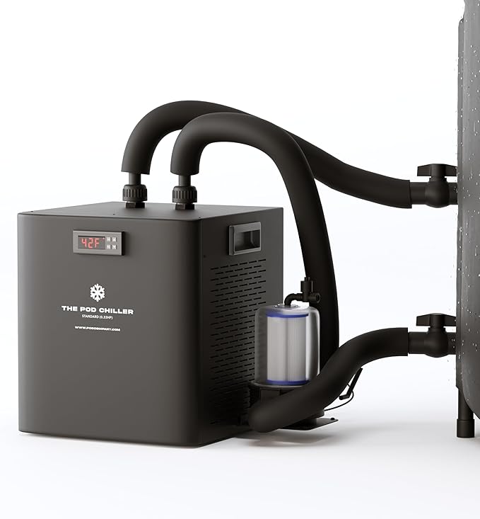 The Pod Company Standard Water Chiller – 1/3 HP – 41°F Cold Plunge Cooling System – Compact, Energy-Efficient, and Ideal for Daily Home Use – Compatible with Ice Pod Pro & Long Pod