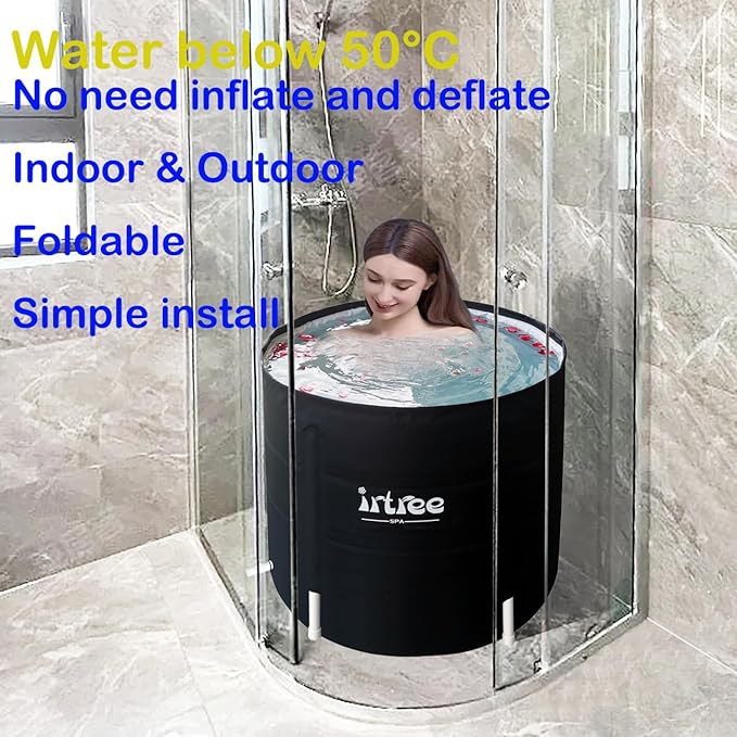 Portable Bathtub Adult Soaking Tub Folding Shower Cold Plunge Tub Cold Plunge Barrel Bath Tub Shower Tub (Dia 29.5" x H 27.5")