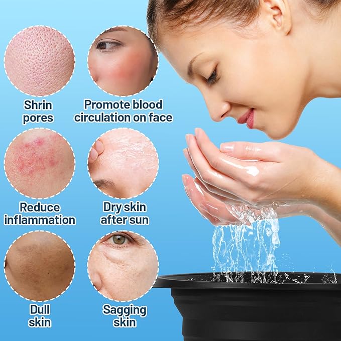 Face Bowl for Ice with Built-In Icetray, Collapsible Silicone Wash Basin for Home Ice Water Facials, Cold Plunge Ice Bath, Portable Skincare - Facial Ice Therapy, Iced Fruit Beer Container