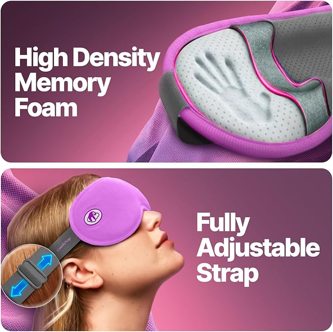 Eye Mask for Sleep with Ultimate Travel Case & Ear Plugs - DeepSpace™ Blackout Sleep Mask for Women Men, Side Sleeper Adjustable Eye Cover, Zero Eye Pressure, Memory Foam Eye Mask for Travel