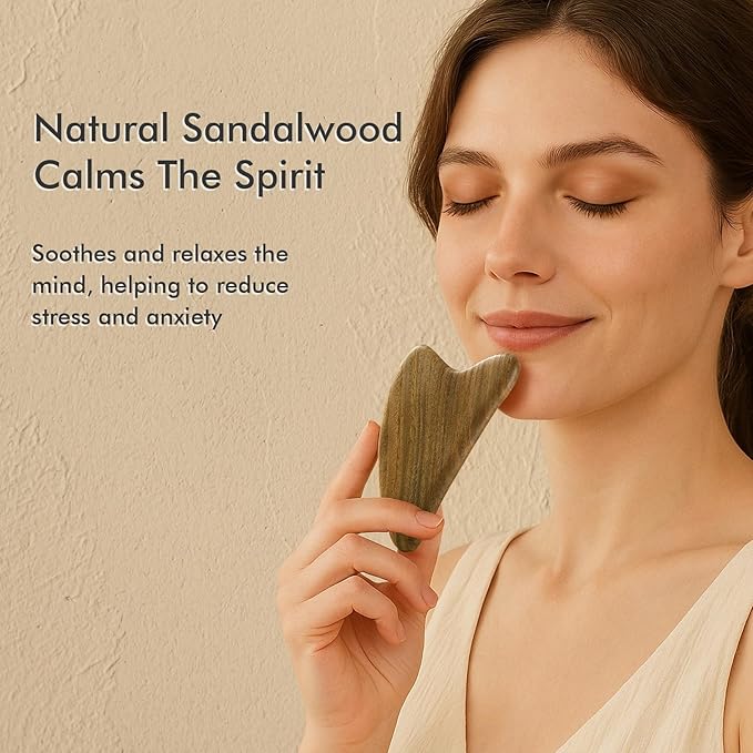 CHOSIN Gua Sha Tool for Face & Body: Face Massager Tool for Lymphatic Drainage - Jaw Lifting & Anti-Aging, Relieve Pain for Women Men Self Care Gift (Sandalwood)