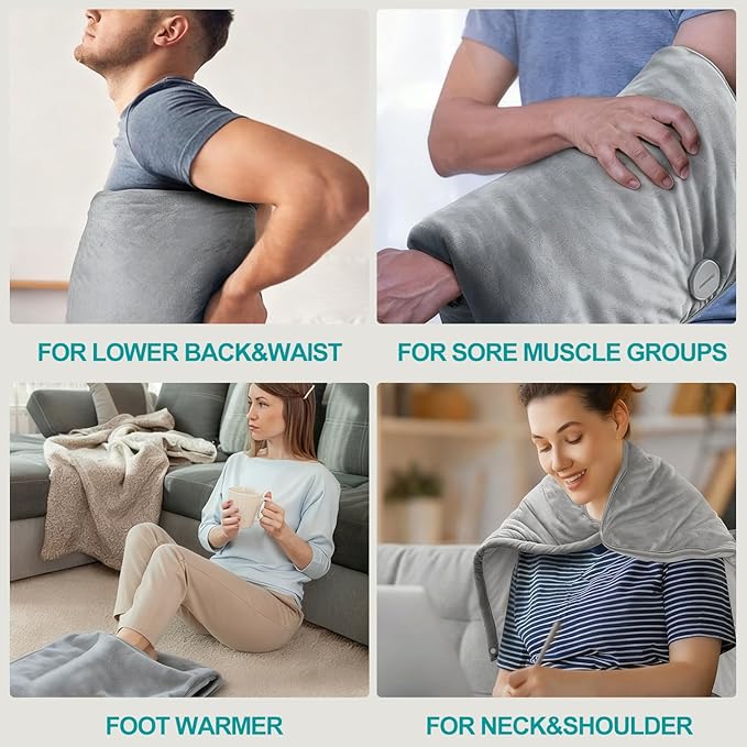 Heating Pad Extra Large & Foot Warmer 2 in 1, XXL Heating Pad 21x33“ for Back Belly Lower Back Warm Up, Sewn in Zippers More Functional, Electric Heat Pad 4-Hour Auto Off/6 Heat/6 Timer/Washable