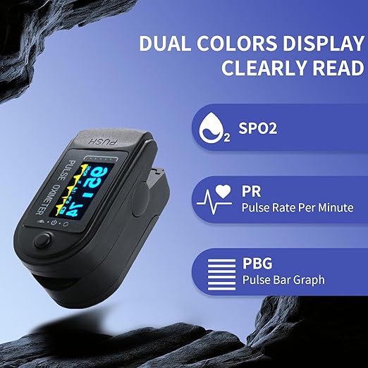 Athletic & Aviation Oxygen Monitor, Pulse Oximeter SpO2 and PR Value Waveform Blood Oxygen Neck/Wrist/Pulse Oximeter Fingertips (ferrous)