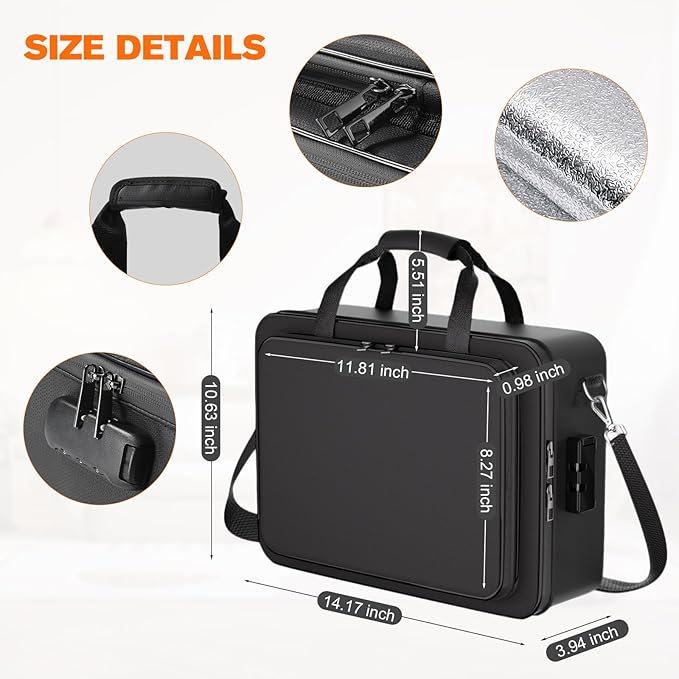 Fireproof Document Box, Fire Proof Safe For Home Documents, Fire Safe Document Box - 5500°F With a Password and Convenient Shoulder Strap, Upgraded Capacity , Suitable for Important Documents(Soft)