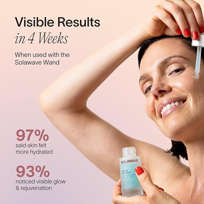 Solawave Renew Complex Red Light Therapy Activation Serum for Face & Neck | Pairs with LED Facial Wand Device | Hydrates & Plumps the Skin | Blue Tansy, Aloe Vera, Hyaluronic Acid (2 Pack - 1 Oz)