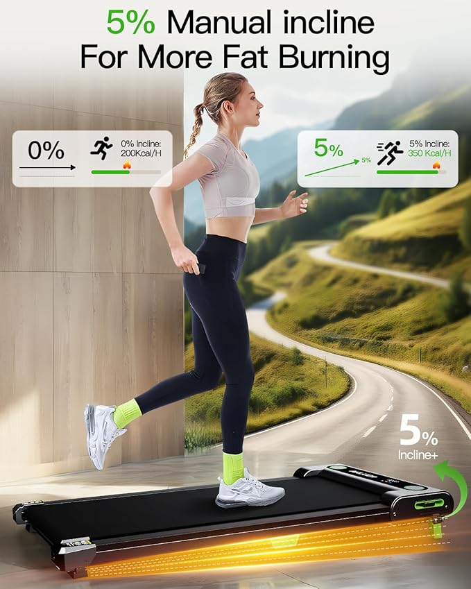 Walking Pad with Incline, Akluer Incline Treadmills for Home, 2.5 HP Under Desk Treadmill Small with Remote Control, Walking Pad Small Treadmill with LED Display