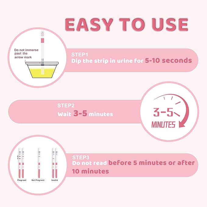 Pregnancy Test Strips with Urine Cups, 10 Count Individually Wrapped hCG Early Detection Home Tests Over 99% Accurate, Rapid Early Detection Pregnancy Test Strip 25mIU/mL