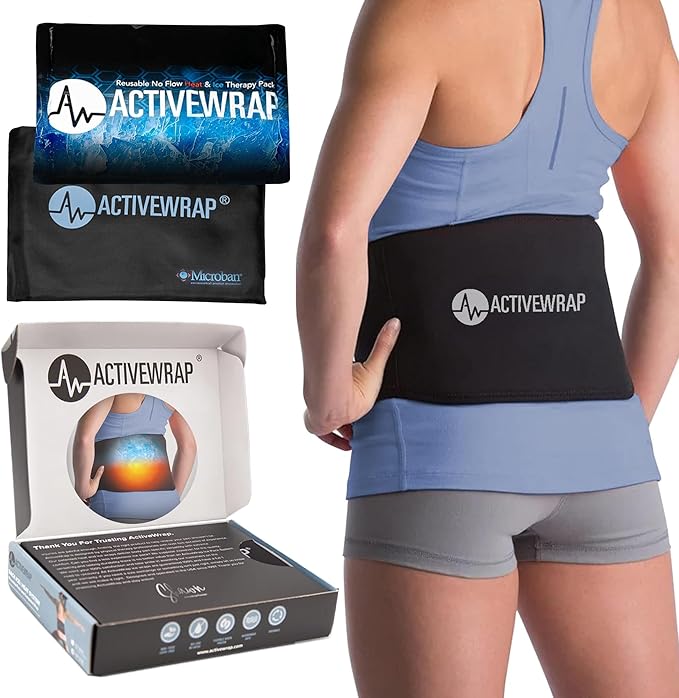 ActiveWrap Lower Back Ice Pack - Cold/Hot Therapy for Back Pain, Herniated & Degenerative Disc, Sciatica, Gel Pads for Lumbar, Tailbone, Swelling, Spasms, Stiffness, Lumbar Support - XX-Large